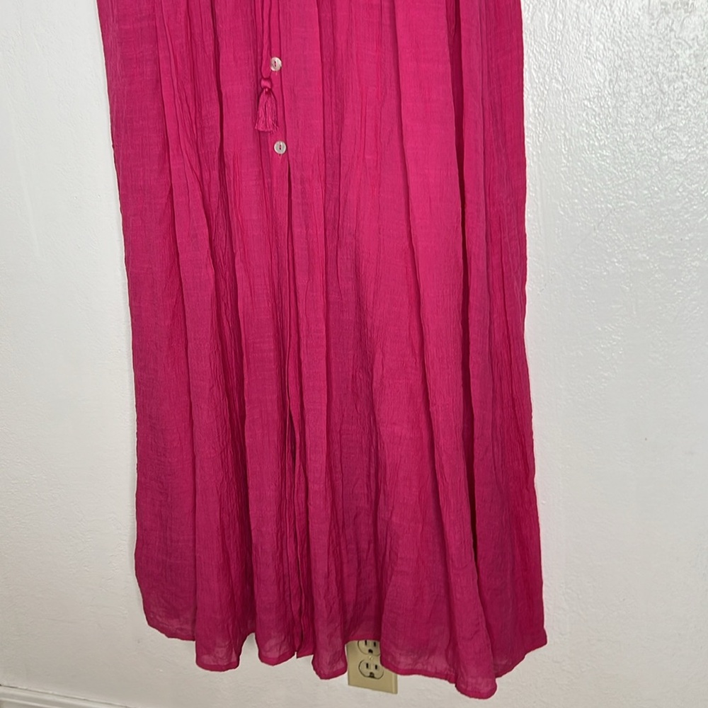 Lulus Maxi Dress Fuchsia Button Up Bottom Lined S… - image 3